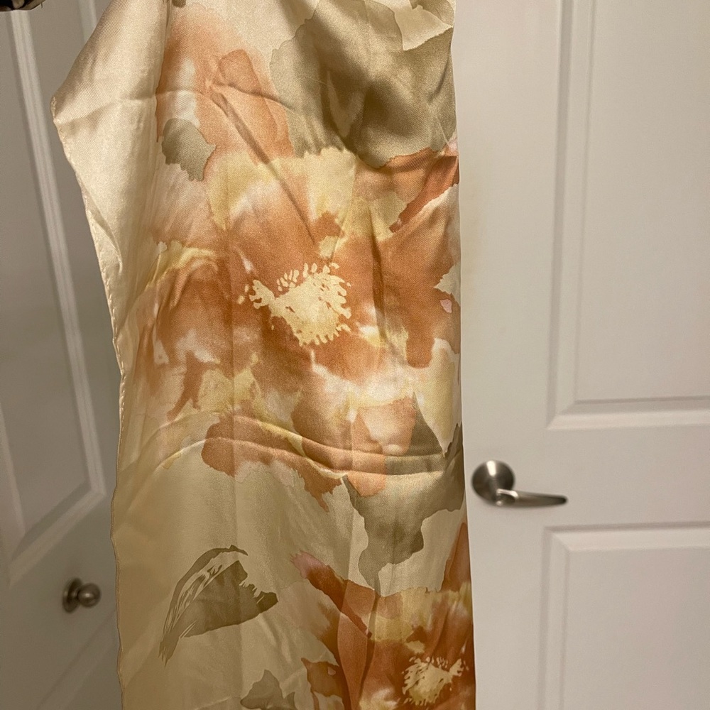 Lauren Ralph Lauren Floral Silk Scarf - Cream and Tan - Picture 4 of 5